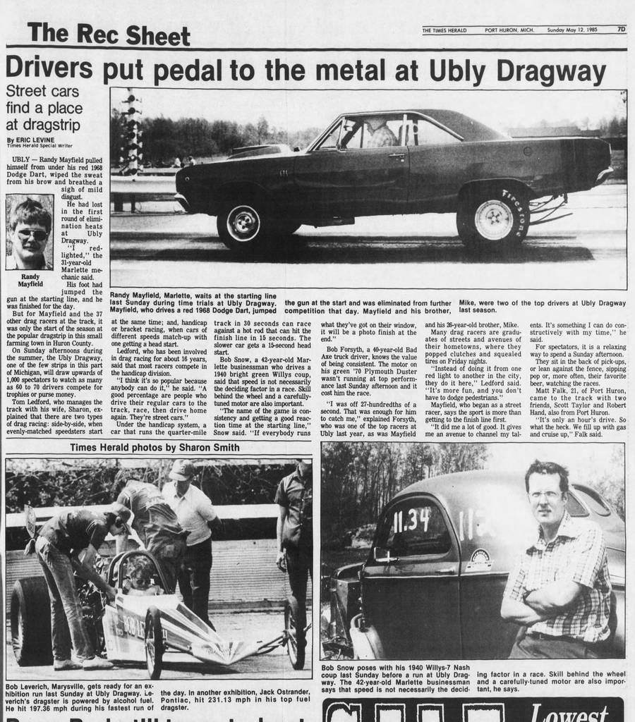 Ubly Dragway - 1985 Article On Track (newer photo)